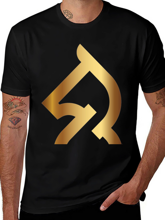 Black T-Shirt with Gold Abstract Logo