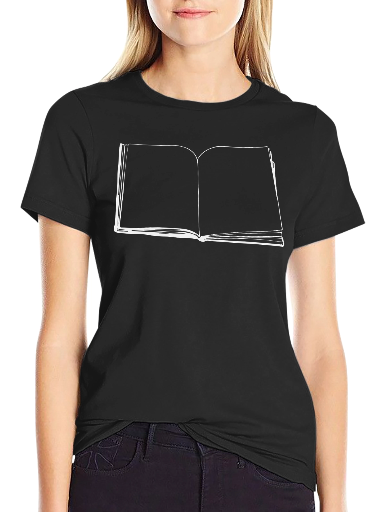 Open Book Graphic T-Shirt - Black Cotton Tee