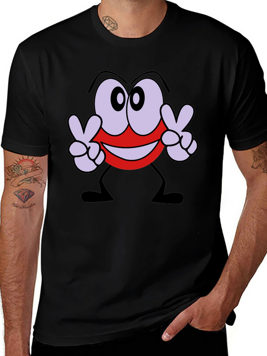 Peace Sign Cartoon Graphic Black T-Shirt