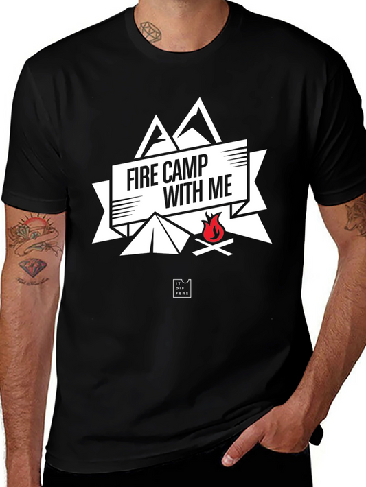 Fire Camp With Me Black Graphic Tee