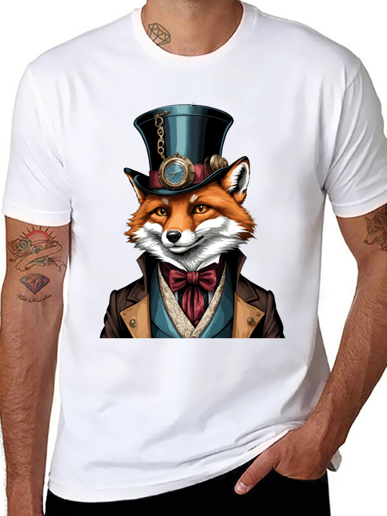 Steampunk Fox T-Shirt - Unique Animal Graphic Tee