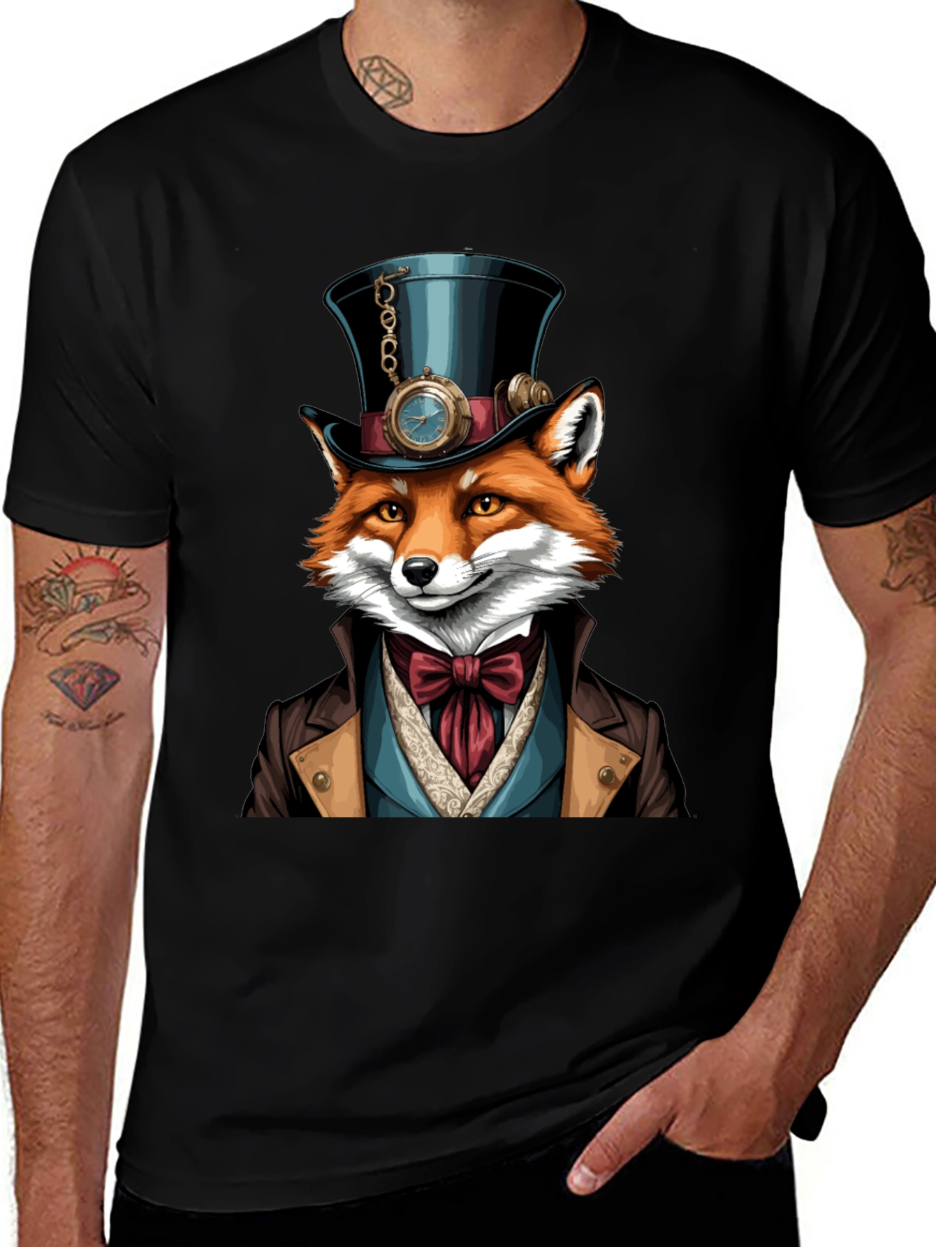Steampunk Fox T-Shirt - Unique Animal Graphic Tee