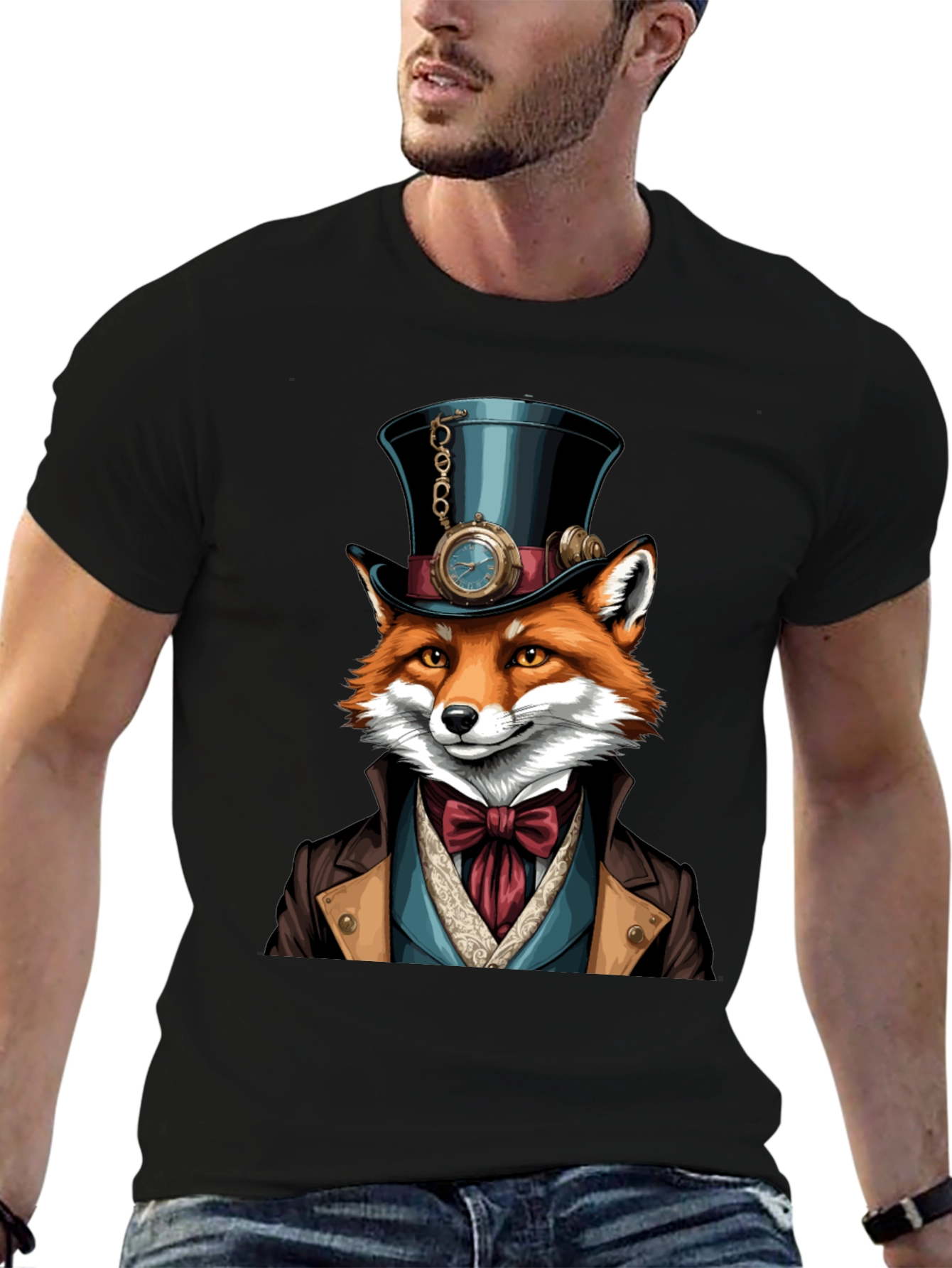 Steampunk Fox T-Shirt - Unique Animal Graphic Tee