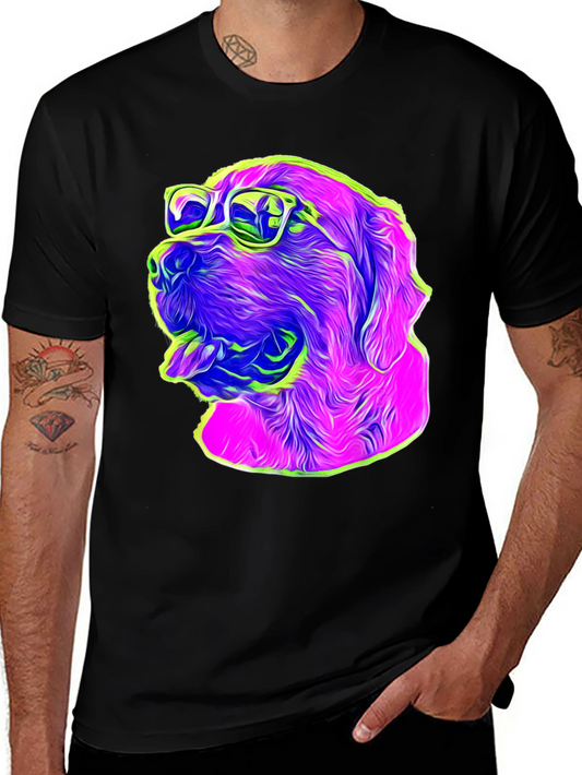 Cool Dog Graphic Tee - Neon Pop Art Style