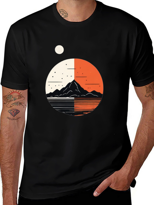 Geometric Mountain Graphic Black Tee