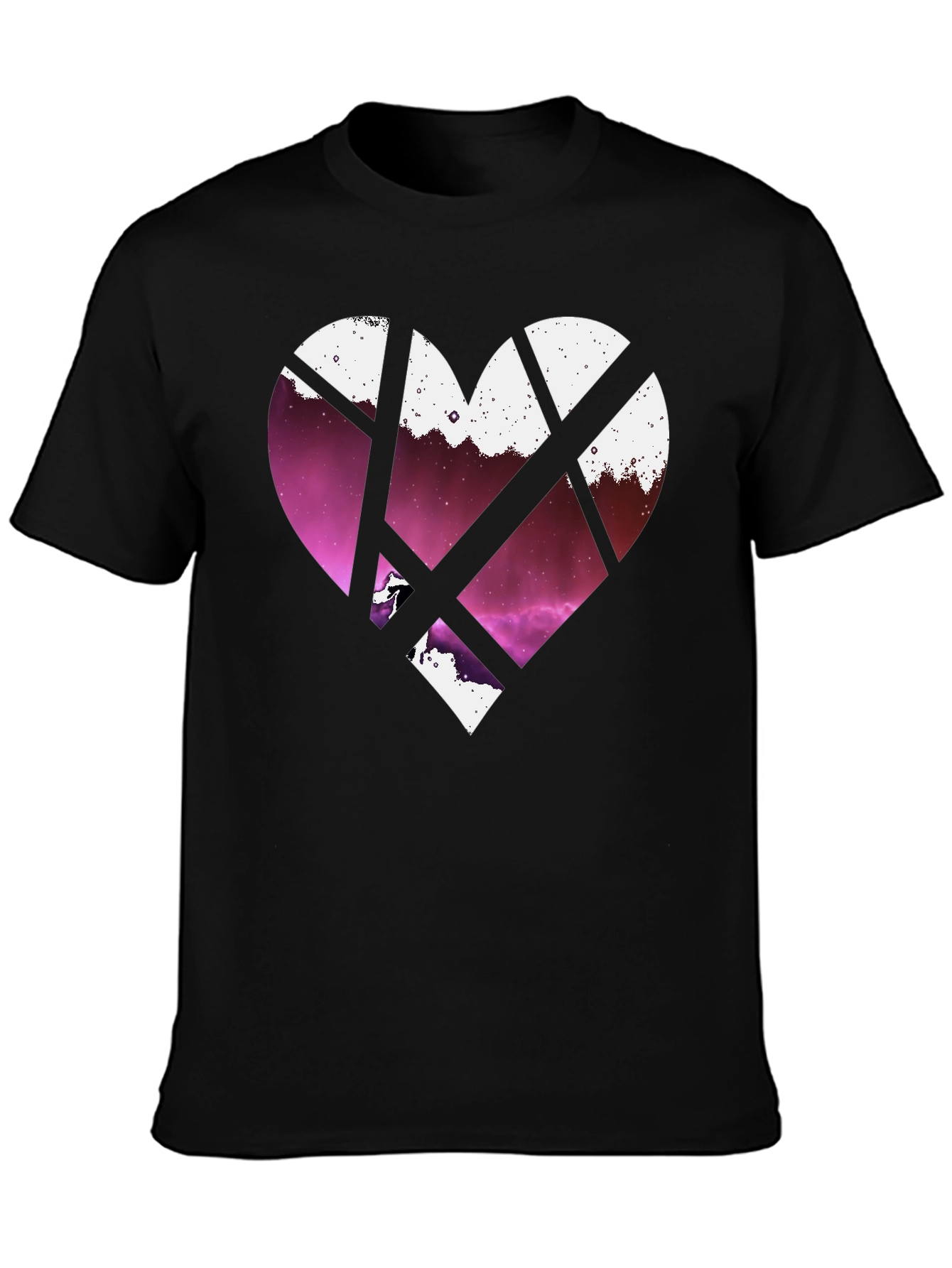 Heart Galaxy Graphic Tee - Black Cotton Blend