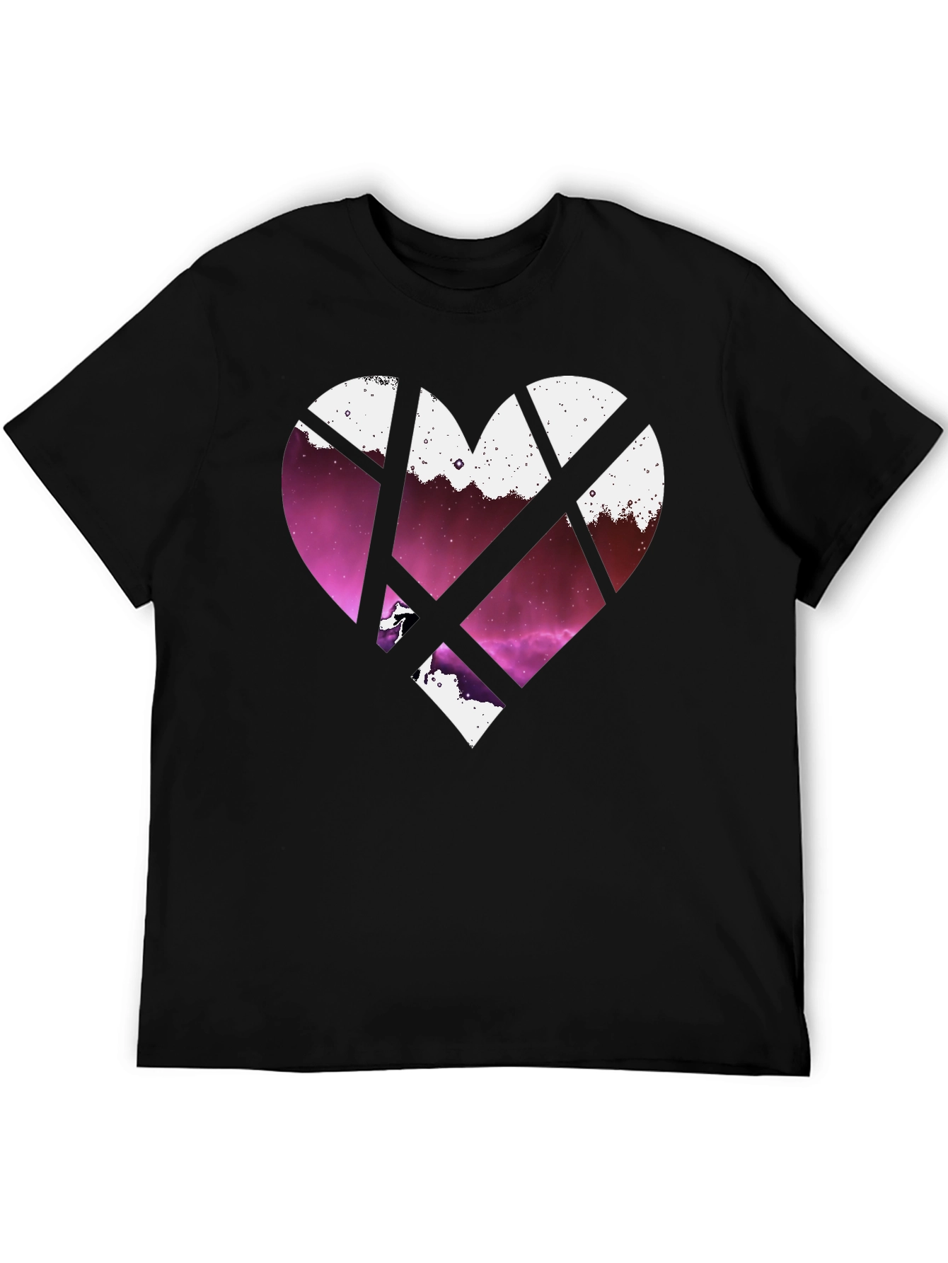 Heart Galaxy Graphic Tee - Black Cotton Blend