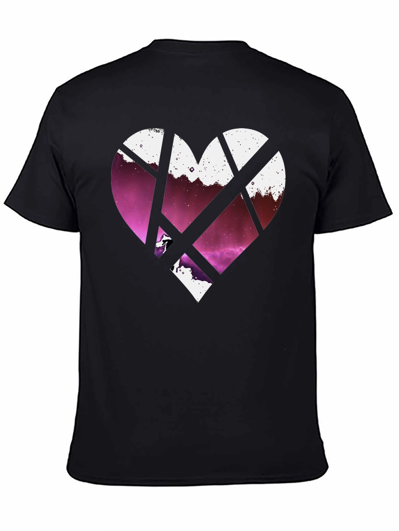 Heart Galaxy Graphic Tee - Black Cotton Blend
