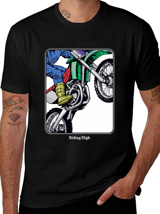 Riding High Motorcycle Graphic Tee - Black