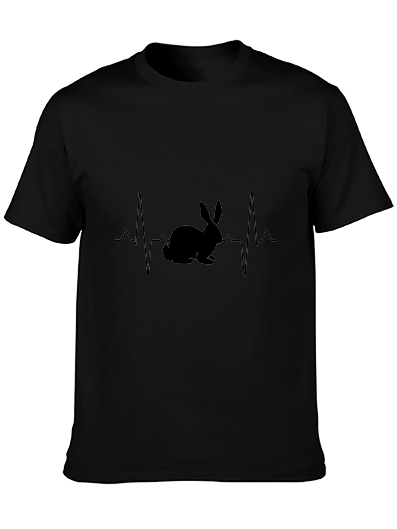 Rabbit Heartbeat Black T-Shirt