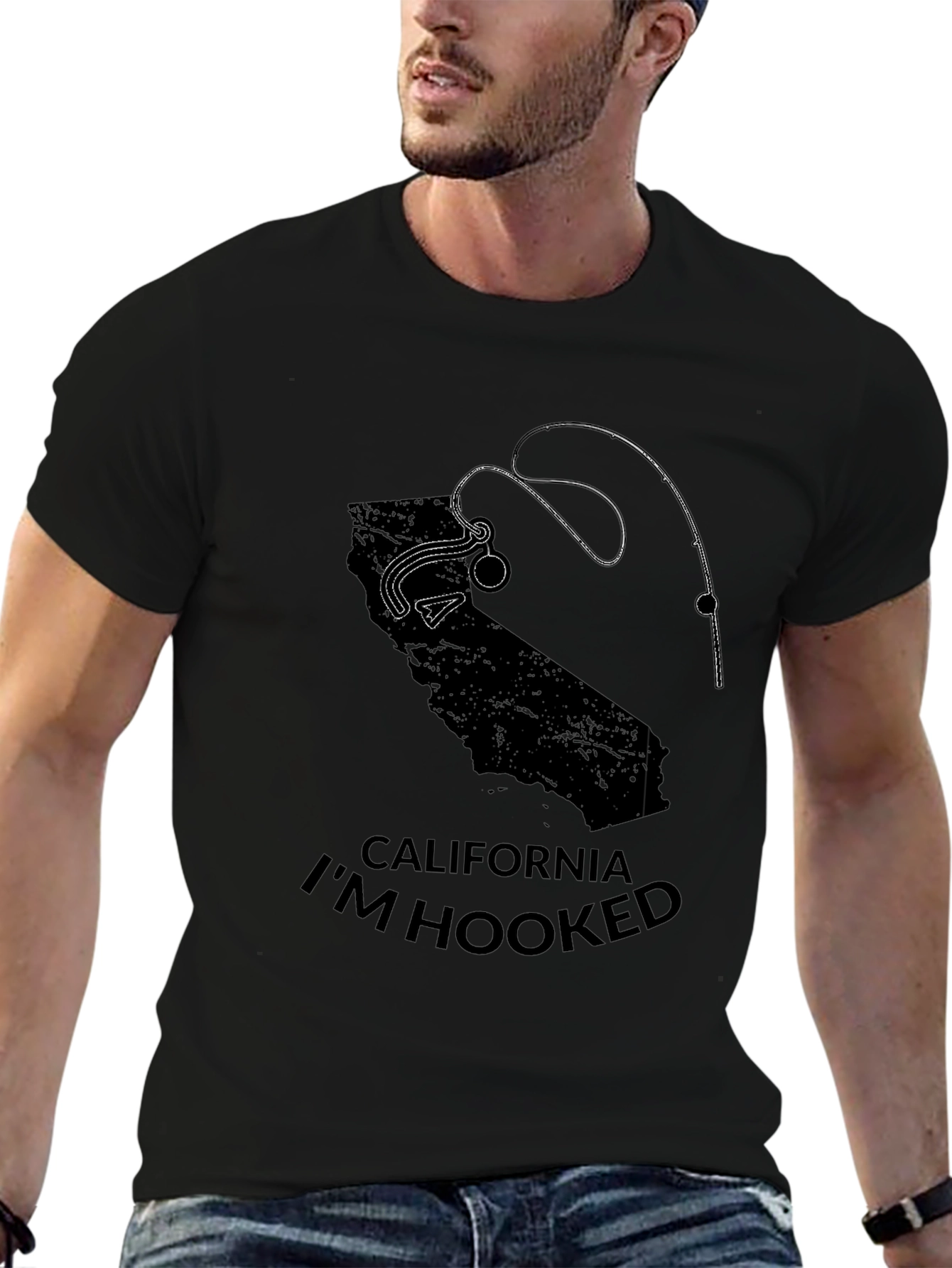 California Im Hooked Black T-Shirt