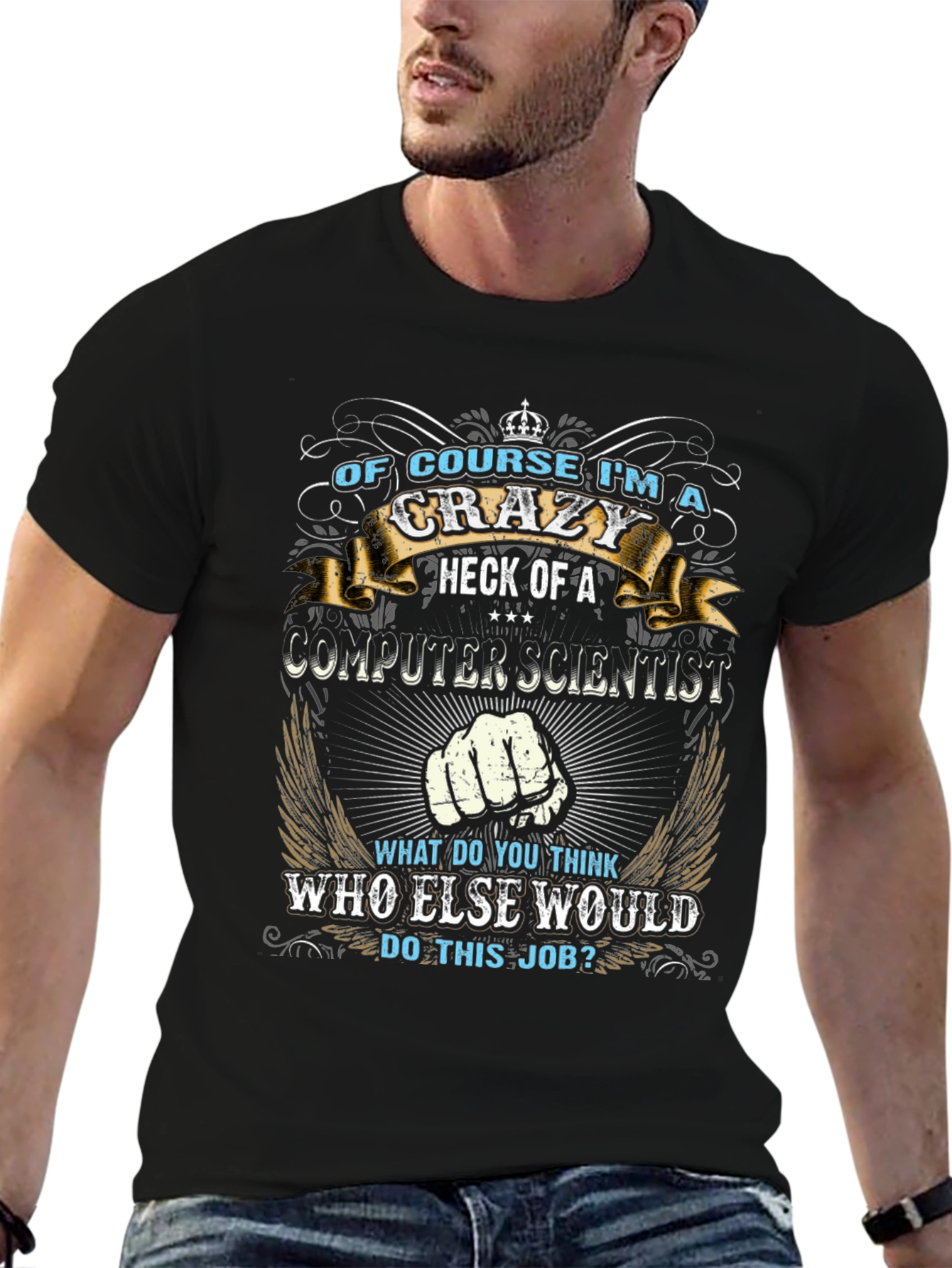 Crazy Computer Scientist Black T-Shirt