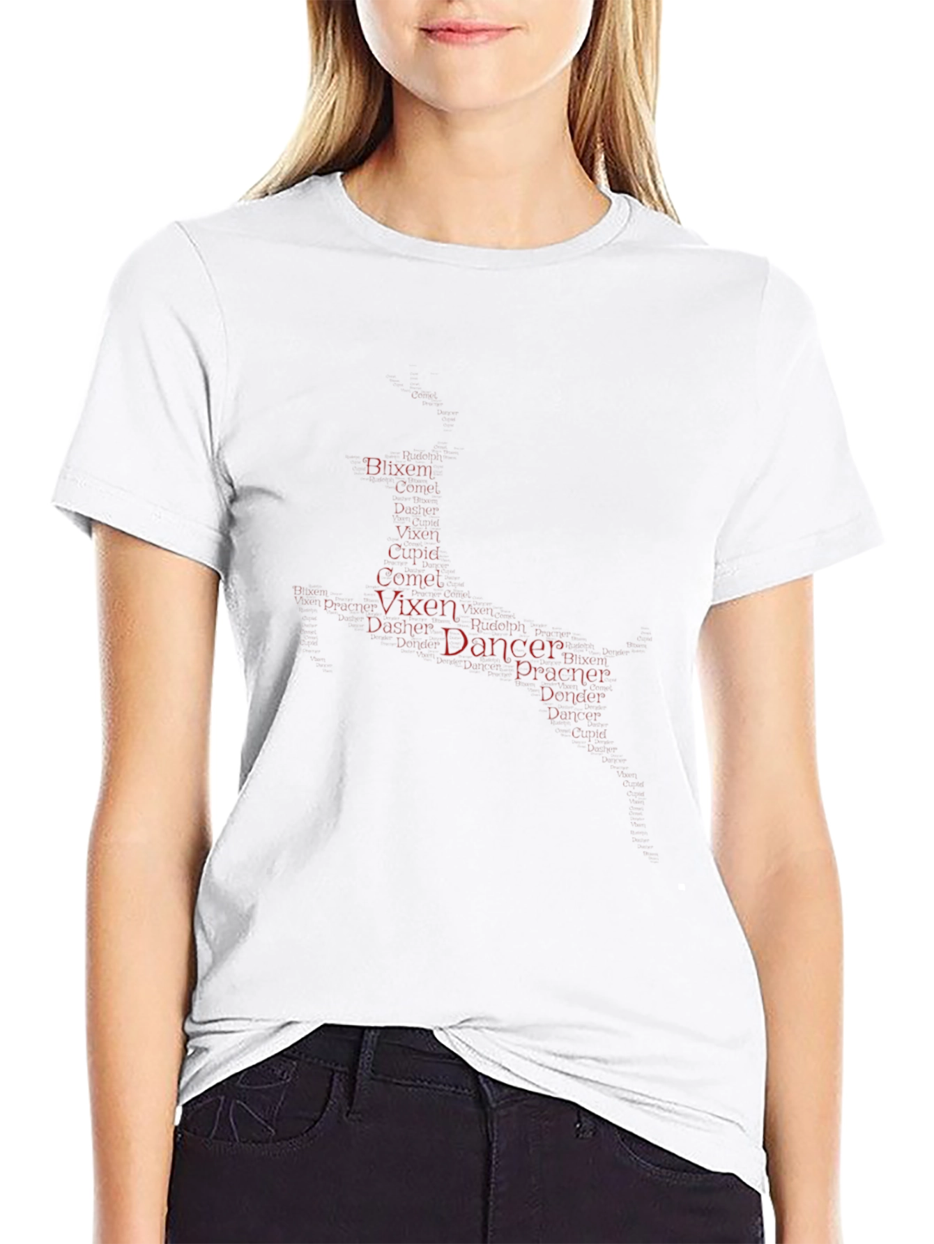 Reindeer Names Word Art Graphic T-Shirt