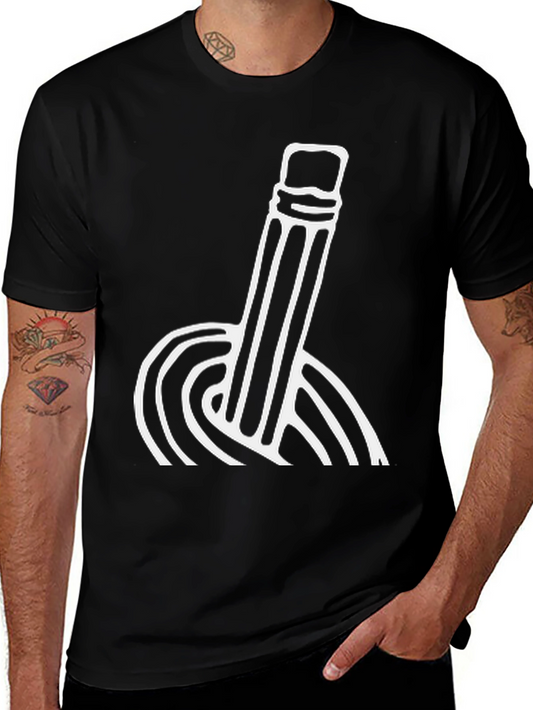 Modern Pencil Graphic T-Shirt - Black