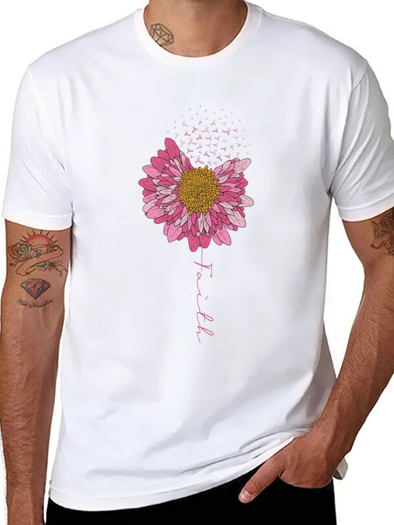 Faith Flower Breast Cancer Awareness Tee