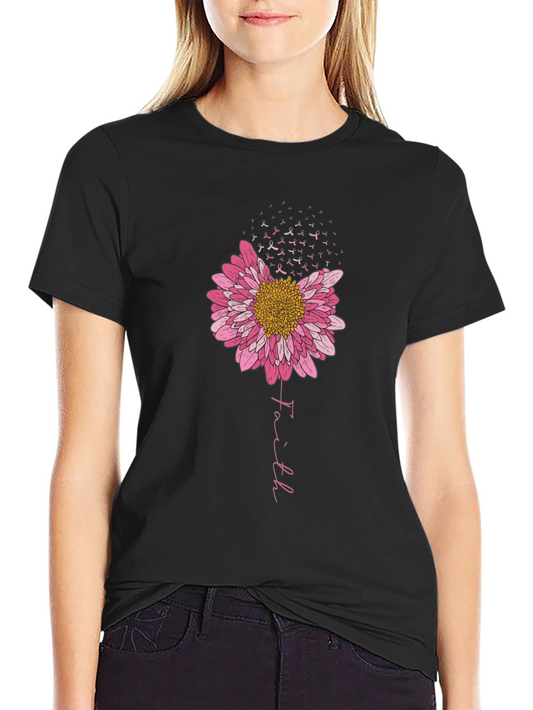 Faith Flower Breast Cancer Awareness Tee