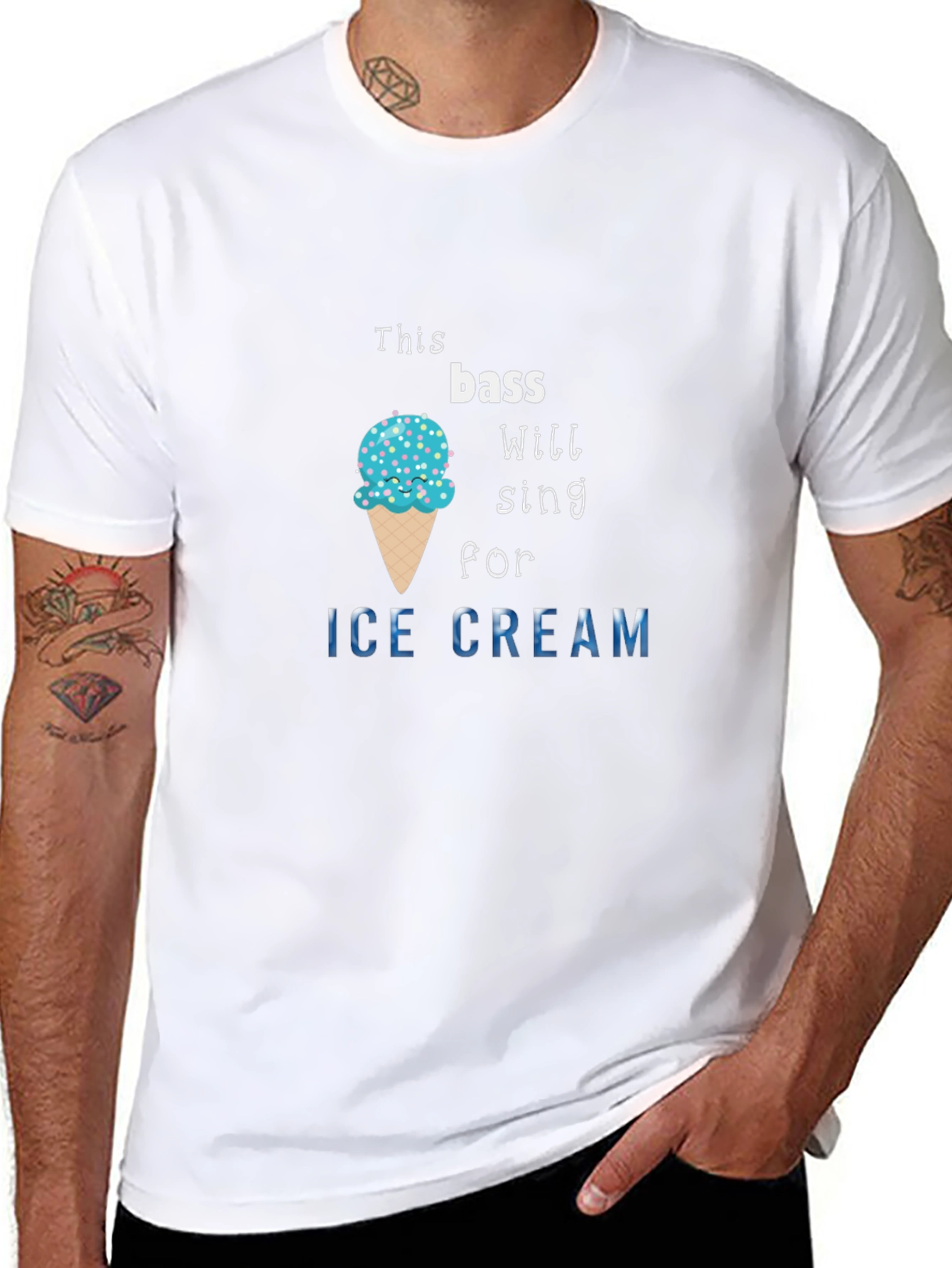 Bass Will Sing for Ice Cream Black T-Shirt