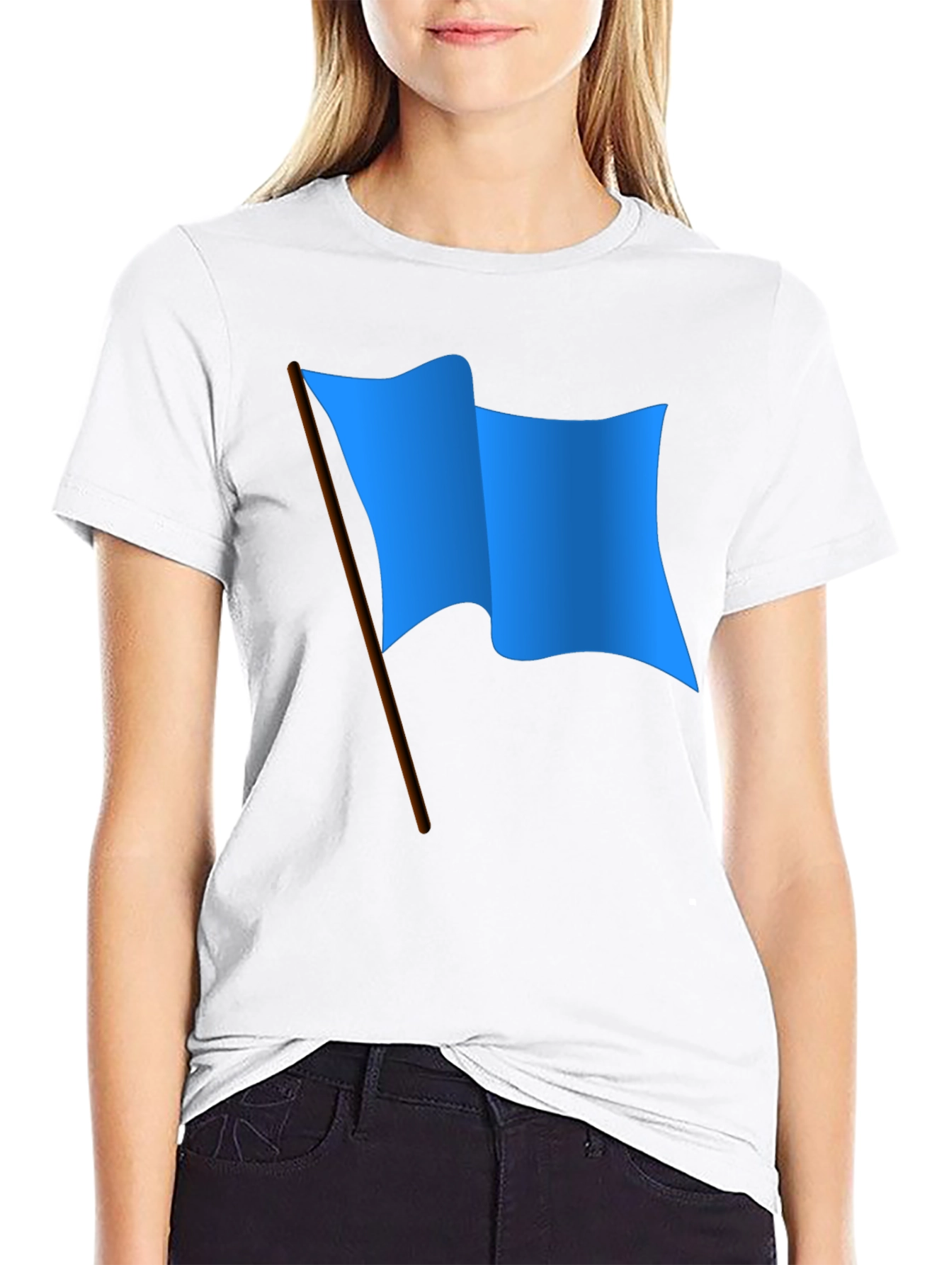 Blue Flag Graphic Black T-Shirt