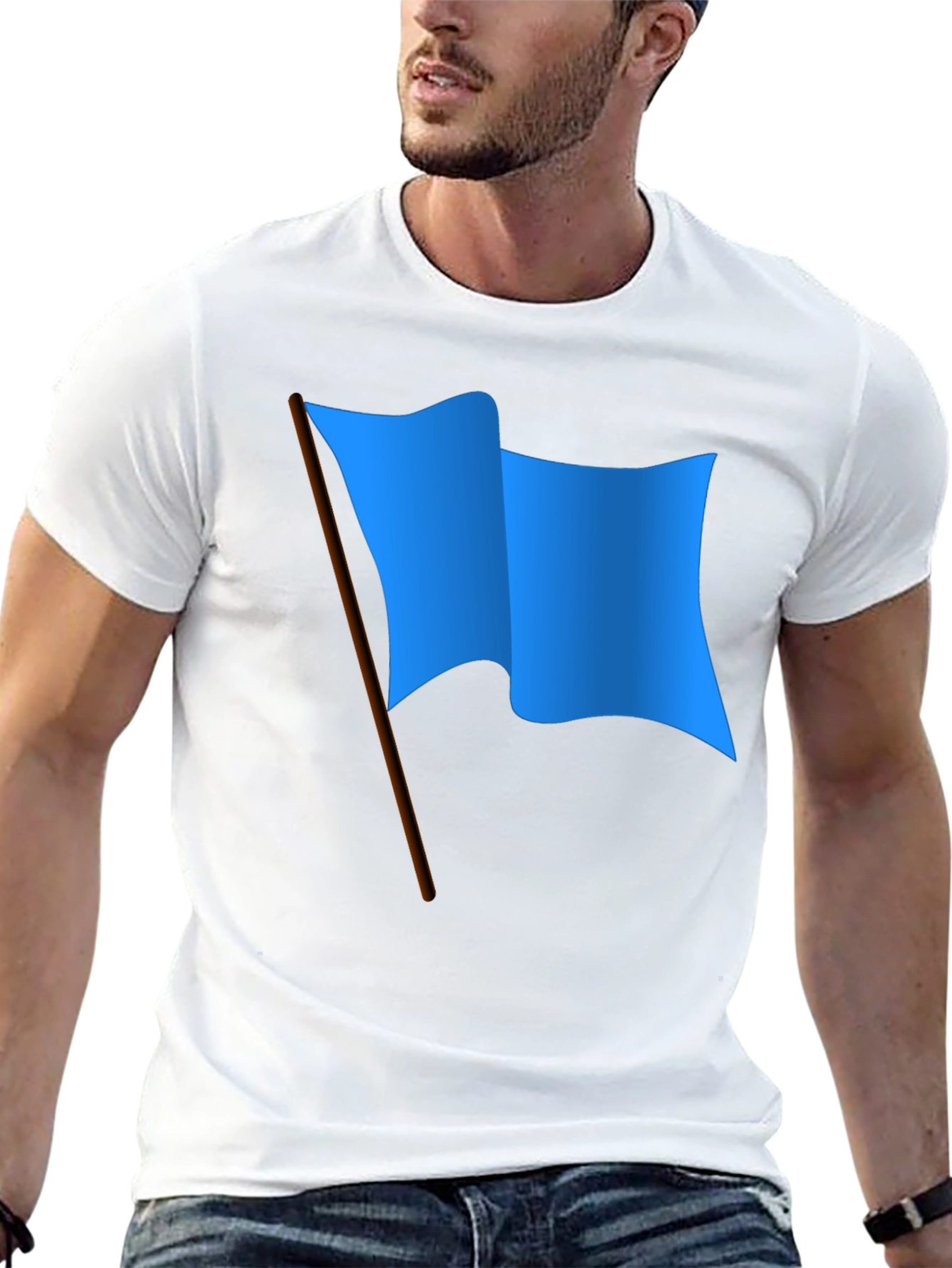 Blue Flag Graphic Black T-Shirt