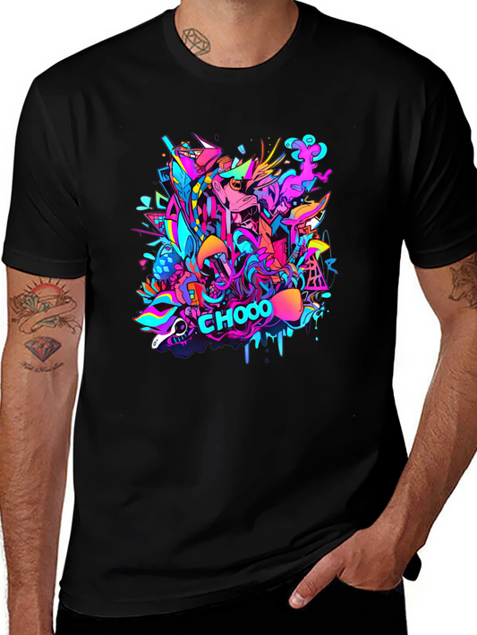 Vibrant Graffiti Art Black T-Shirt - CHOOO