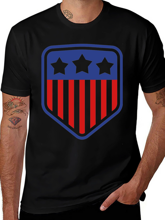 Patriotic Shield T-Shirt - Stars and Stripes Design
