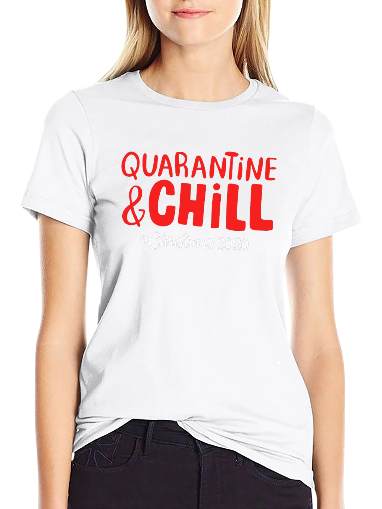 Quarantine & Chill Christmas 2020 Black T-Shirt