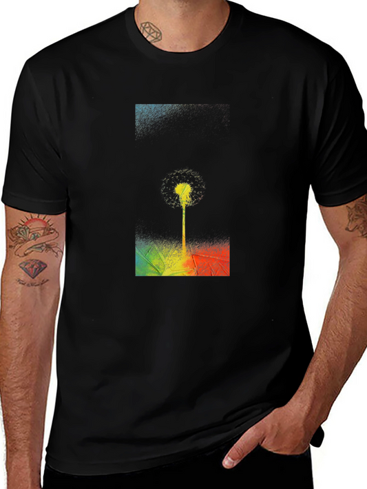 Dandelion Graphic Print Black T-Shirt