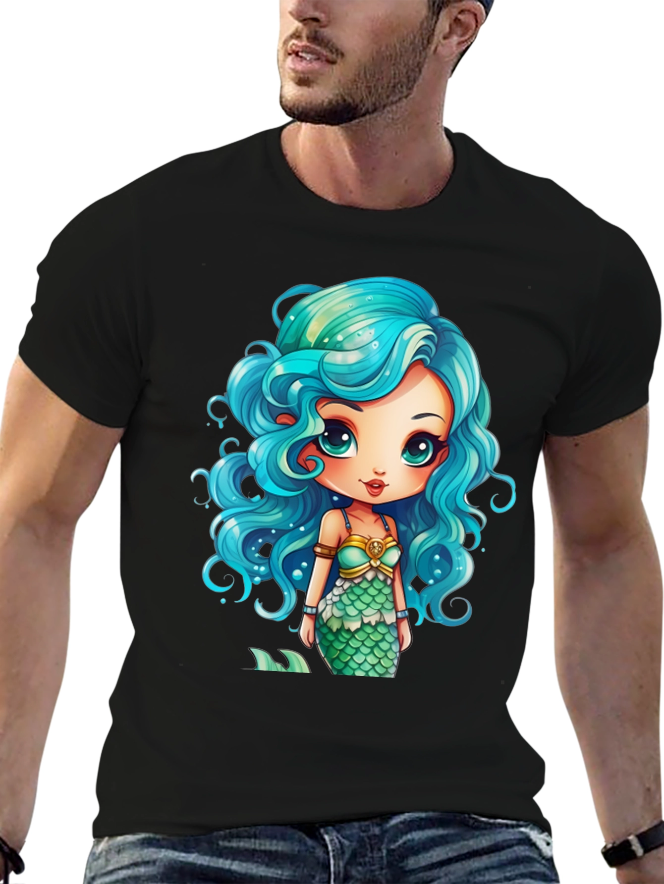 Mermaid Graphic Tee - Unique Cartoon Design
