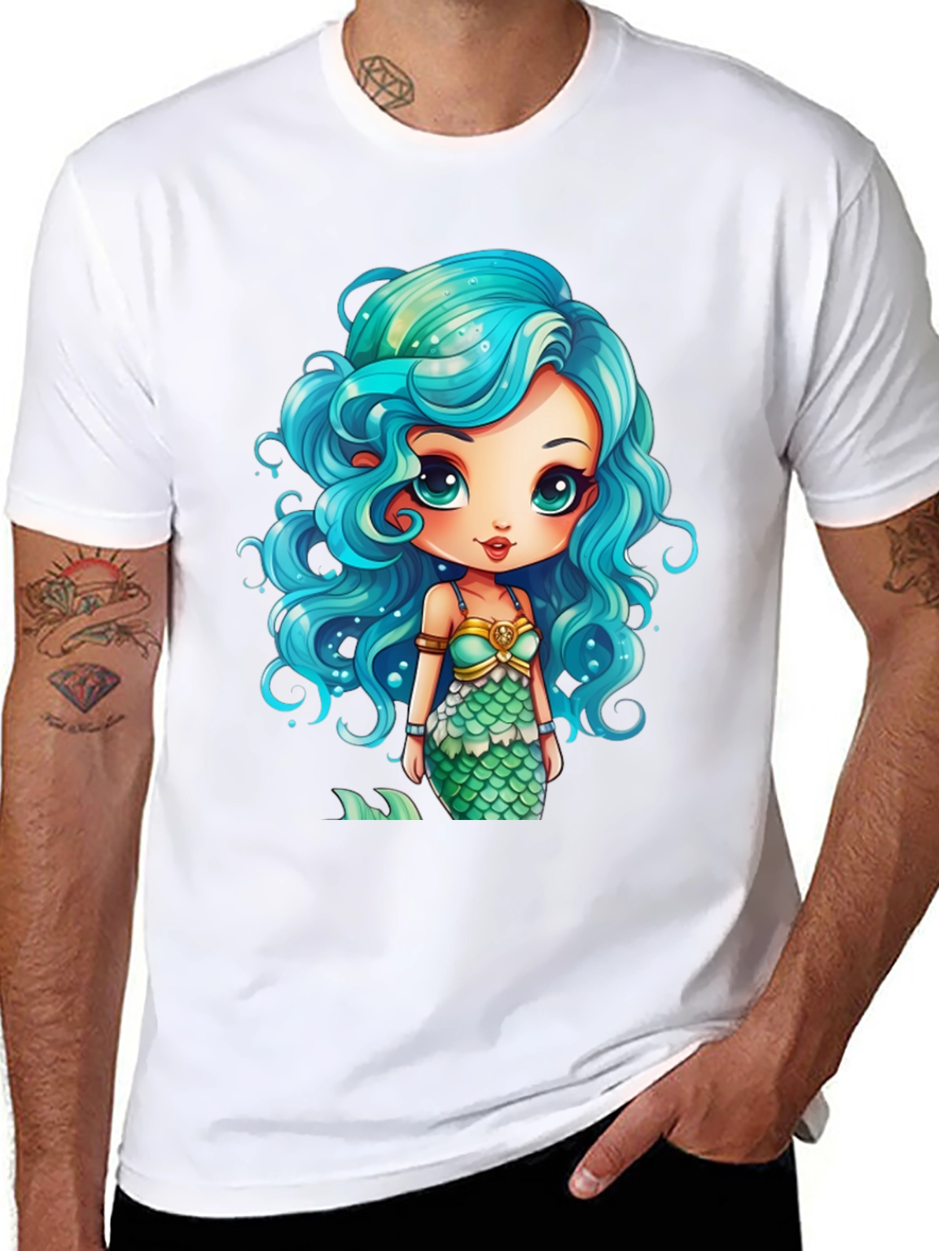 Mermaid Graphic Tee - Unique Cartoon Design