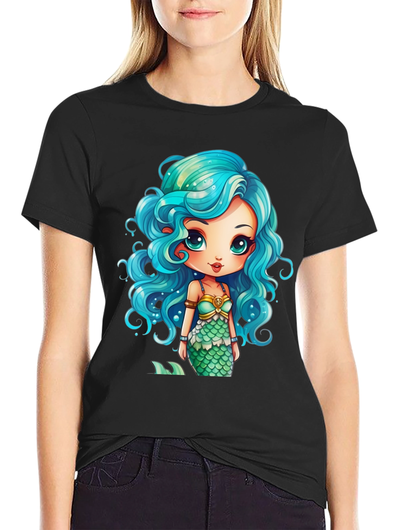 Mermaid Graphic Tee - Unique Cartoon Design