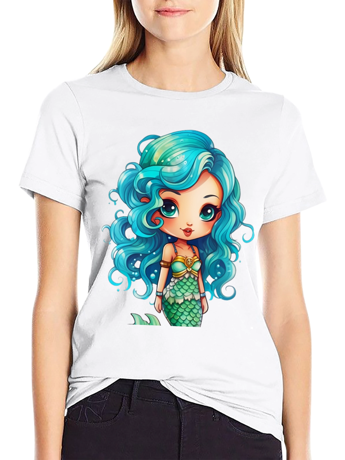 Mermaid Graphic Tee - Unique Cartoon Design
