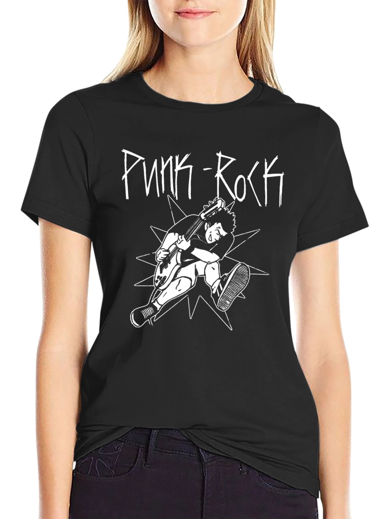Punk Rock Graphic Tee - Black Cotton T-Shirt