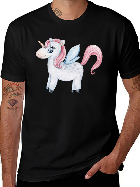 Unicorn Graphic Tee - Black Casual Cotton Shirt