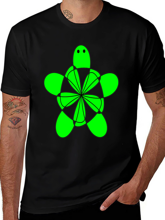 Green Turtle Graphic Tee - Mens Black Shirt