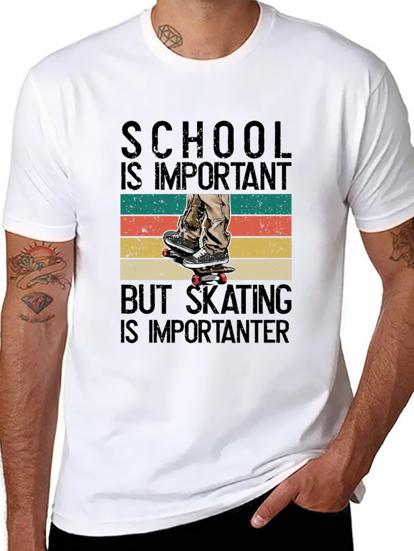 Skateboarding T-Shirt - School is Important