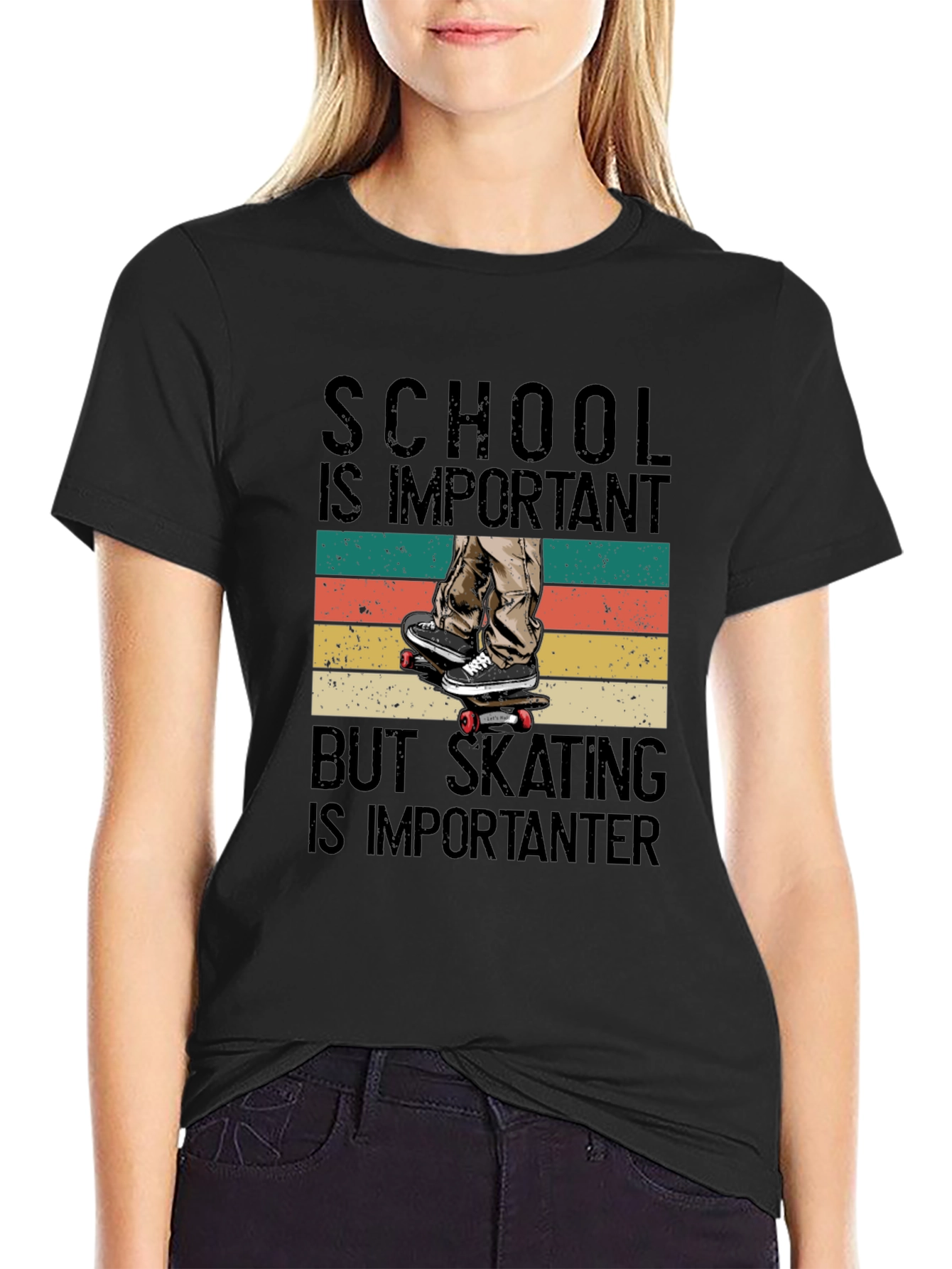 Skateboarding T-Shirt - School is Important