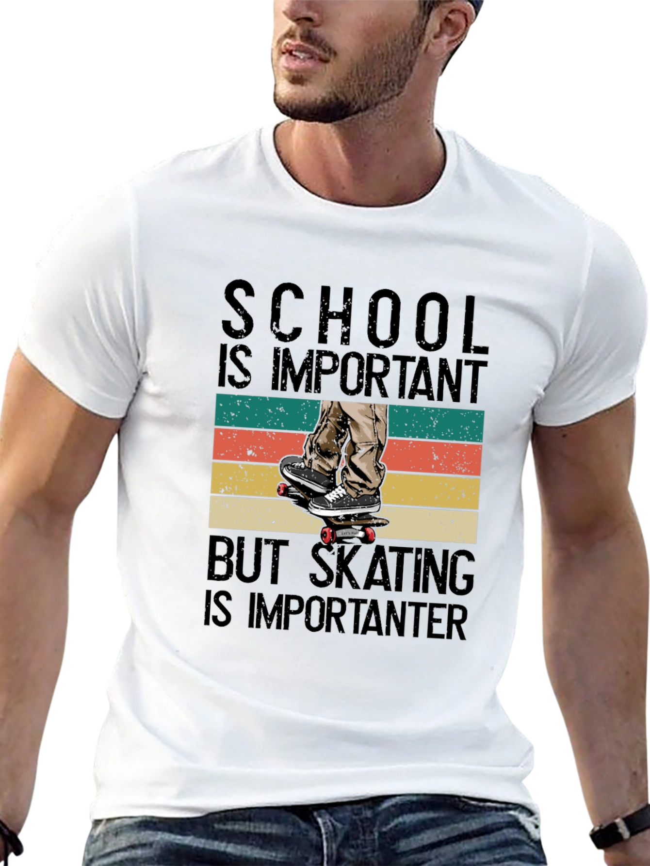 Skateboarding T-Shirt - School is Important