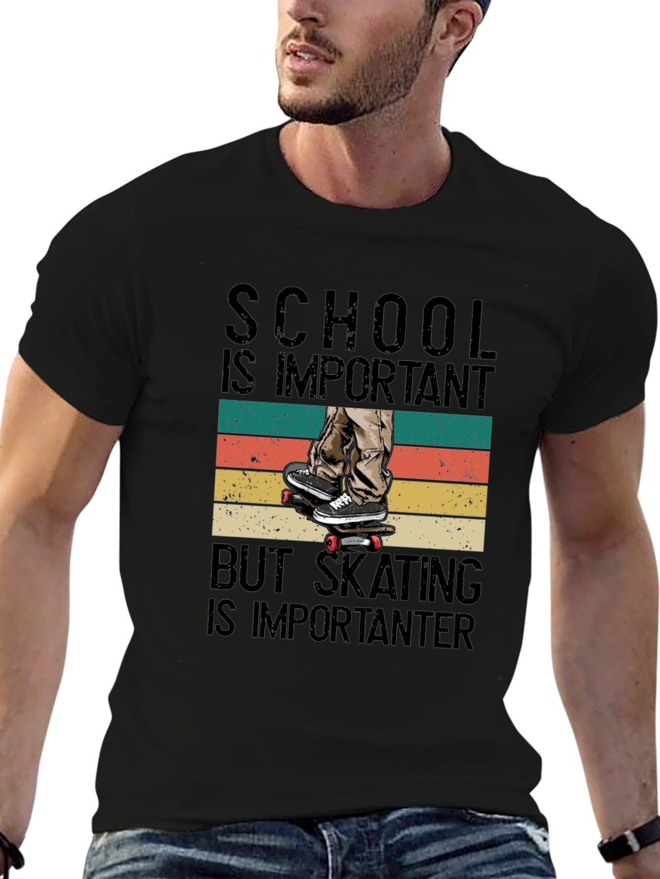 Skateboarding T-Shirt - School is Important