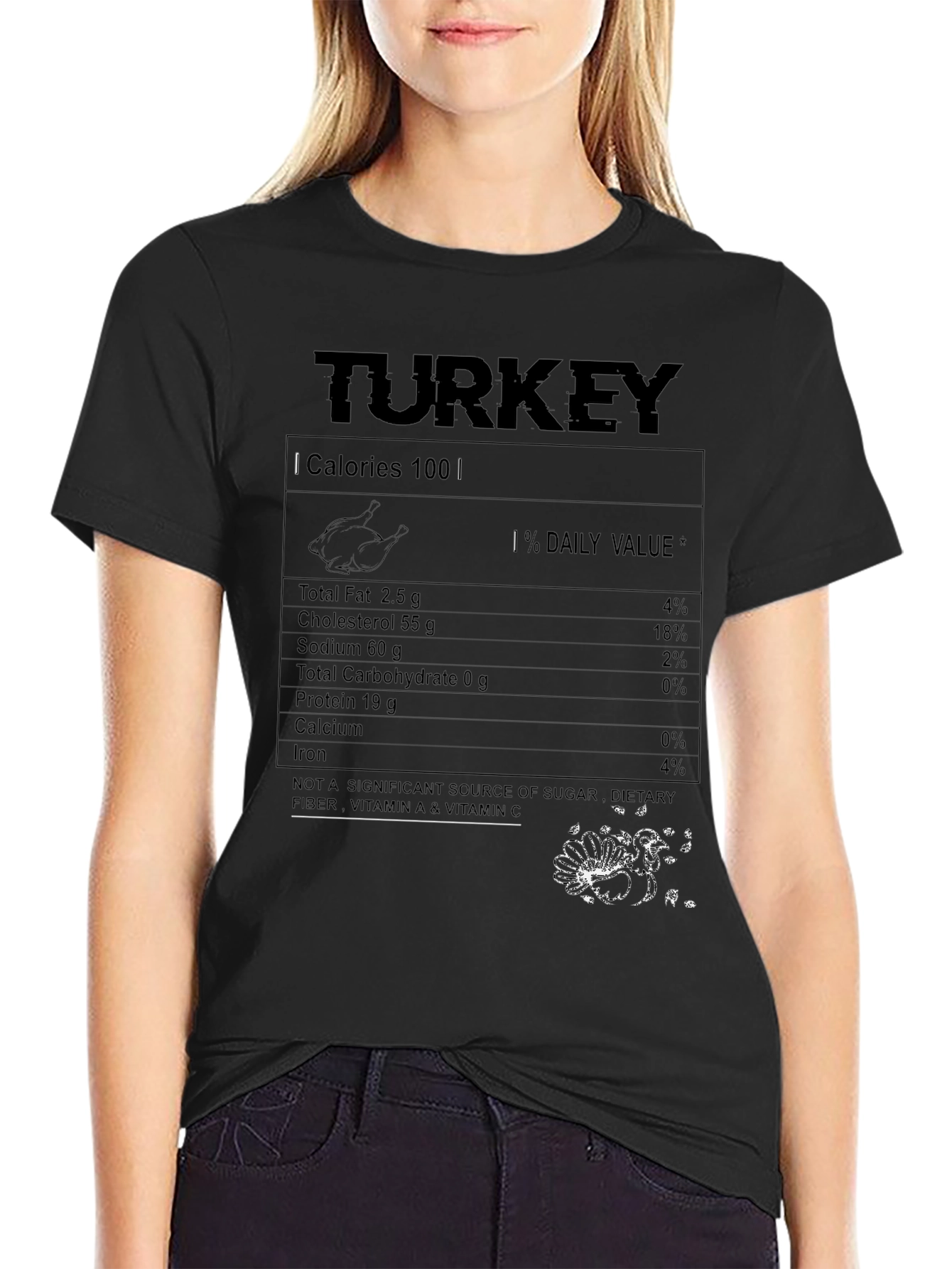Funny Thanksgiving Turkey Nutrition Facts T-Shirt