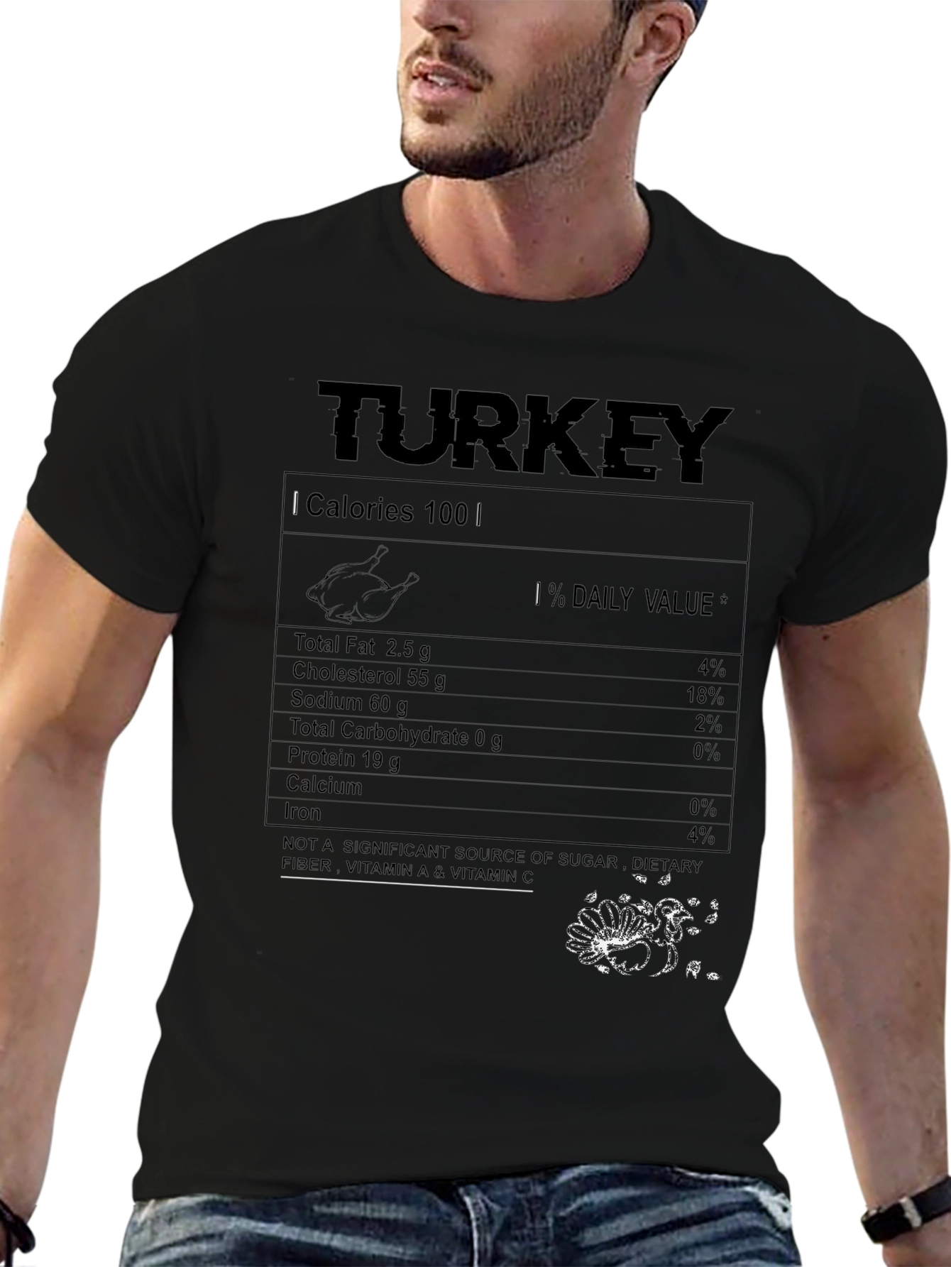 Funny Thanksgiving Turkey Nutrition Facts T-Shirt