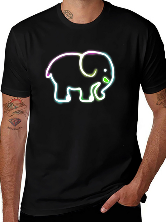 Neon Elephant Graphic Black T-Shirt