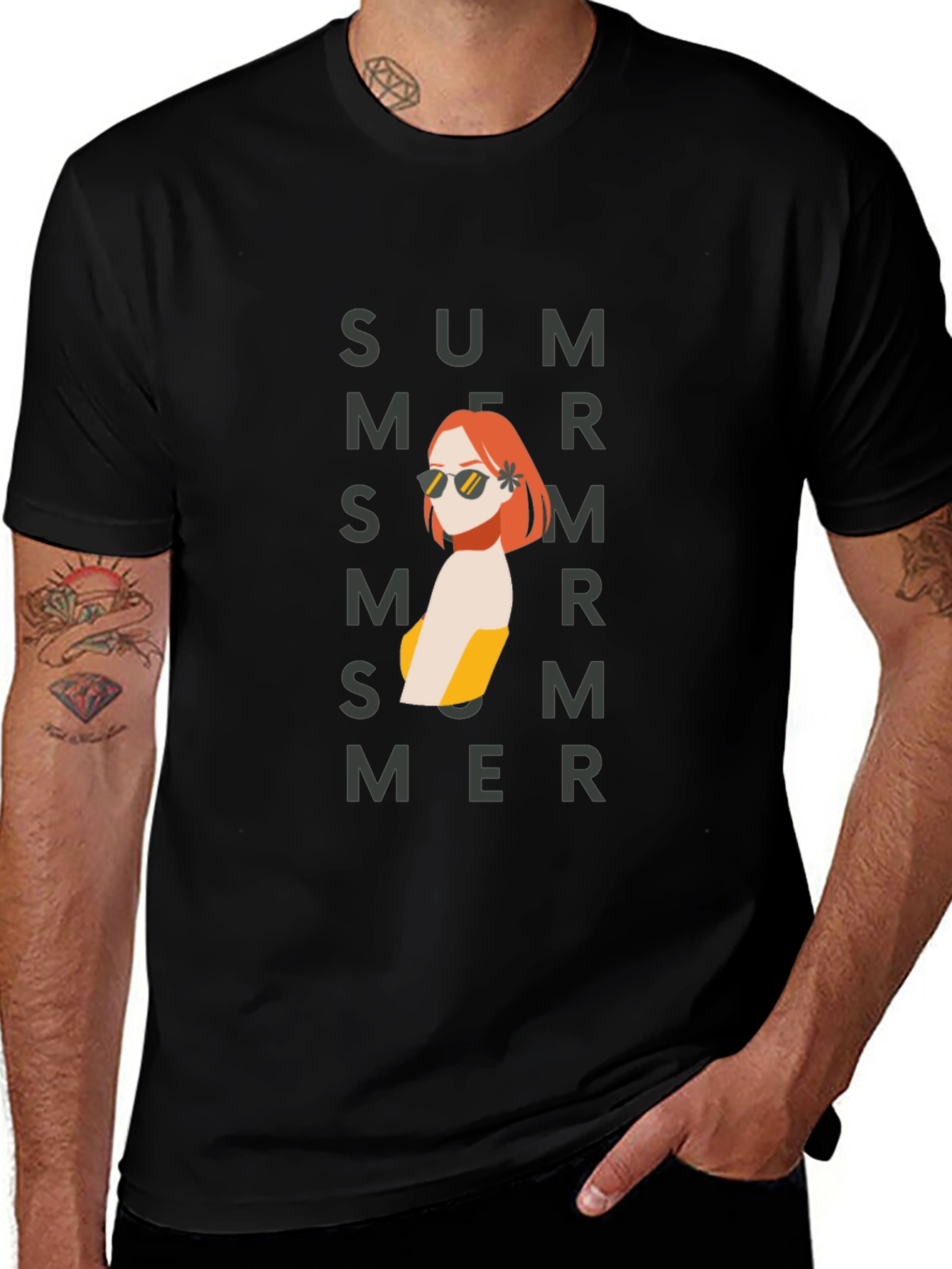 Summer Vibes Black Graphic T-Shirt