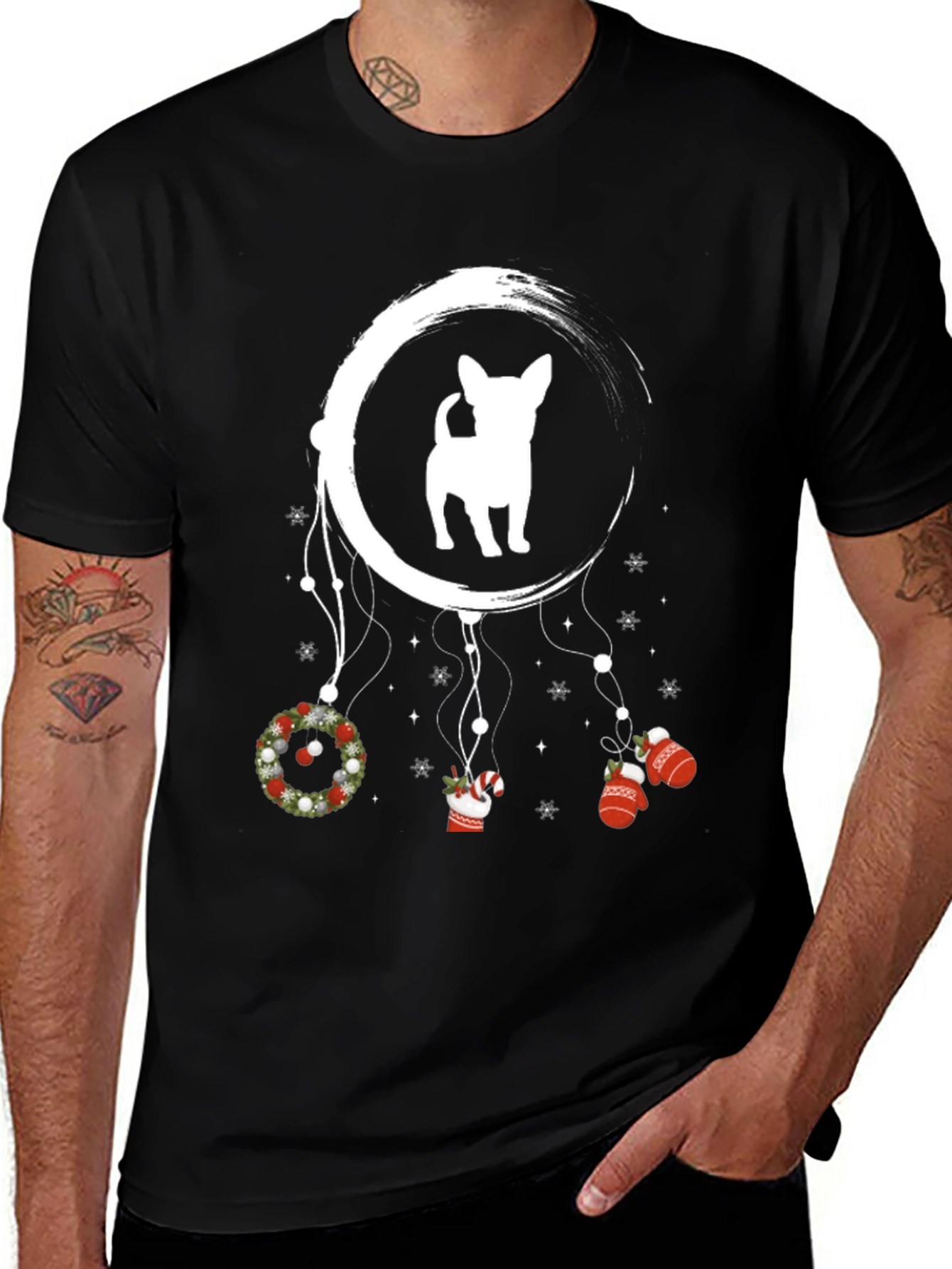 Festive Dog Dreamcatcher Graphic Tee
