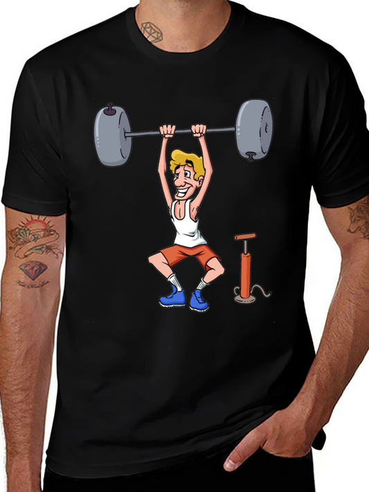 Weightlifter Cartoon Graphic T-Shirt