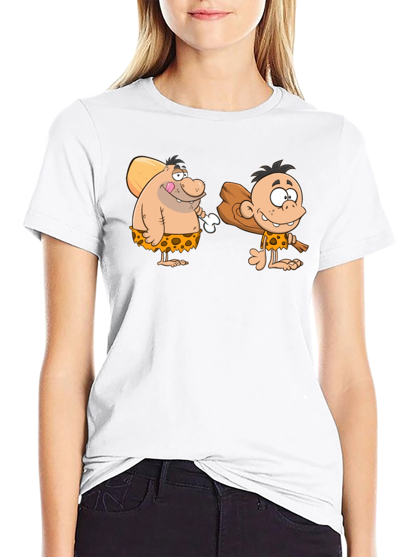 Cartoon Caveman Black T-Shirt