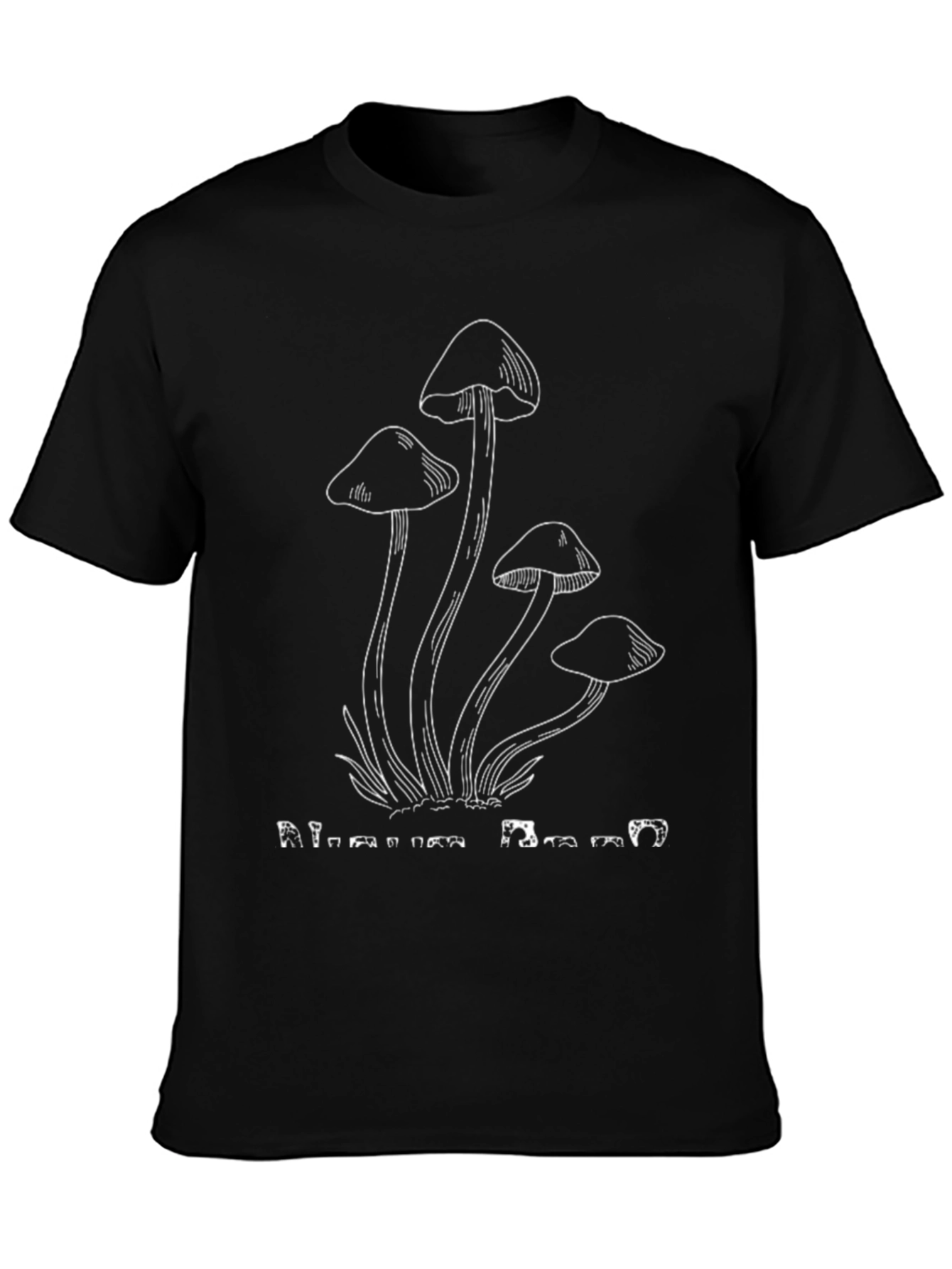 Mushroom Print Black Tee