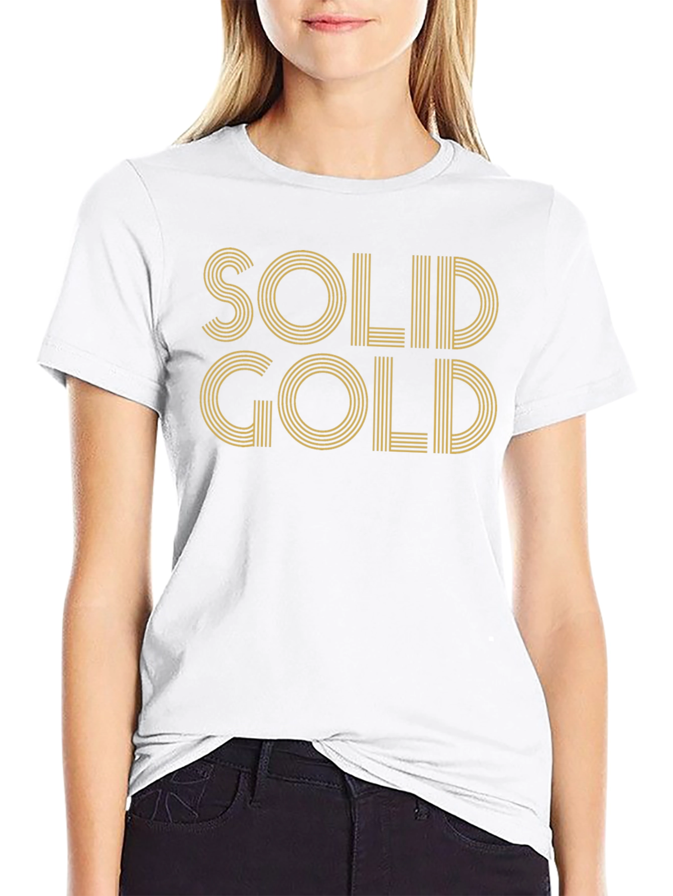 Solid Gold Graphic Print Black T-Shirt