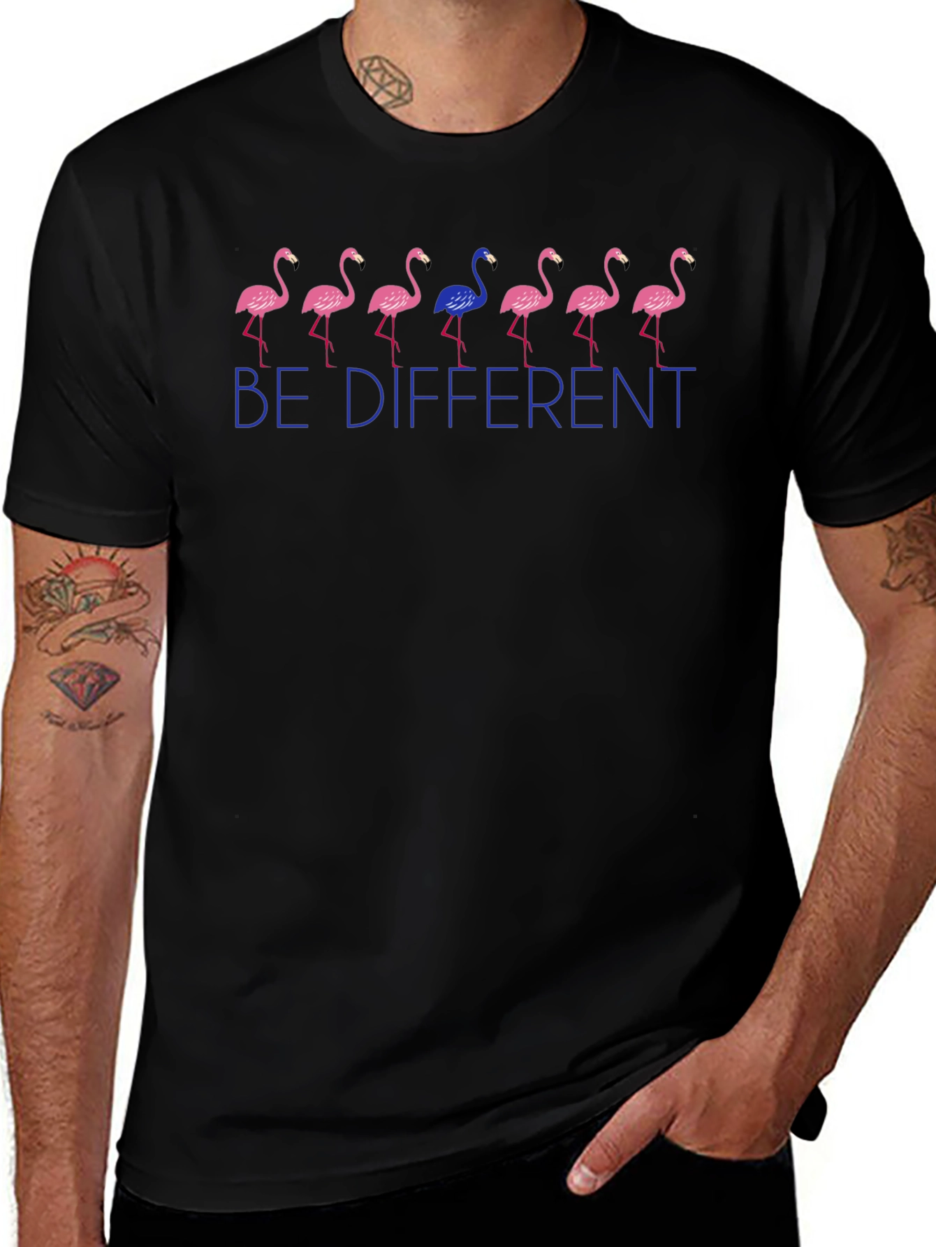 Be Different Flamingo Graphic Tee - Unique Mens T-Shirt