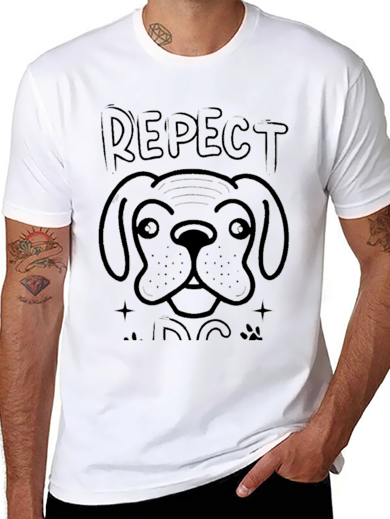 Respect Dog Graphic Tee - Mens Black T-Shirt