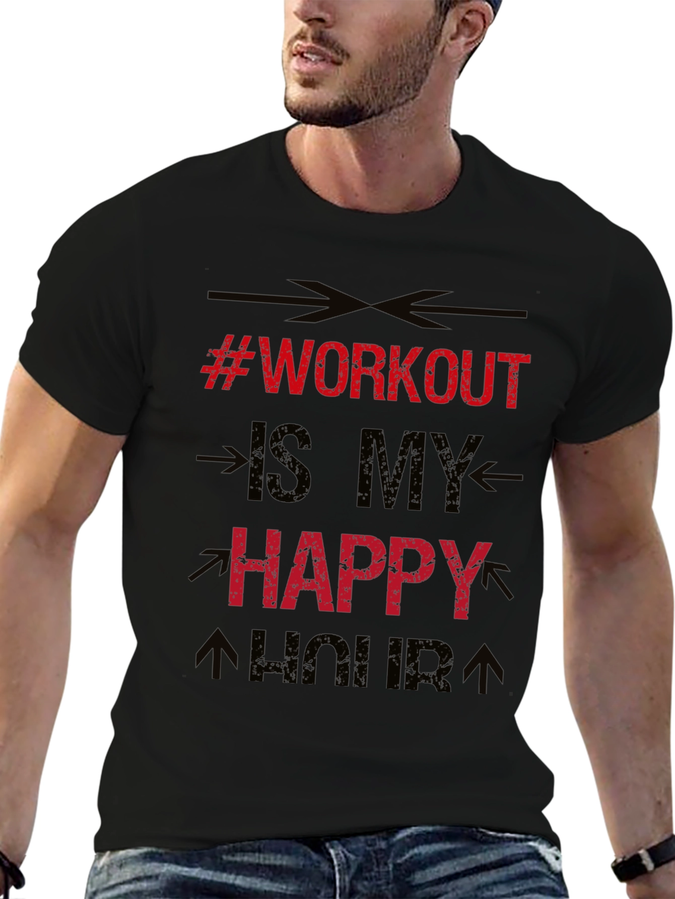 Workout is My Happy Hour Black T-Shirt